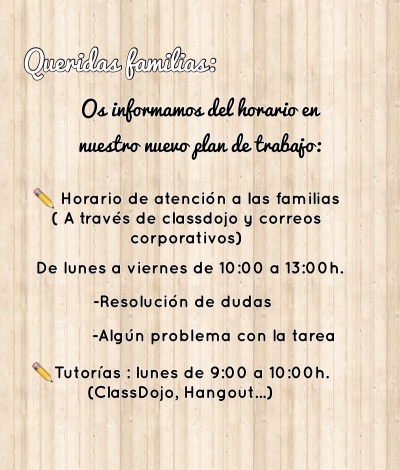 INFORMACIÓN A LAS FAMILIAS